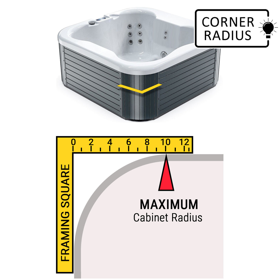 Cover Lifter corner radius measurement, 10" maximum.