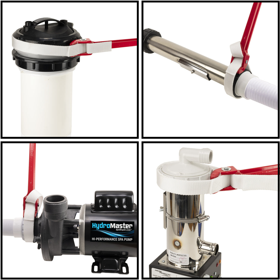 Spa strap wrench being used.