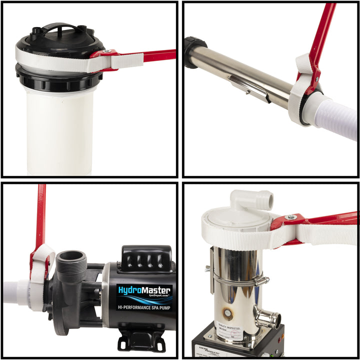 Spa strap wrench being used.