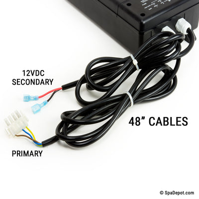 12vdc secondary, 120v primary, 48 inch cables