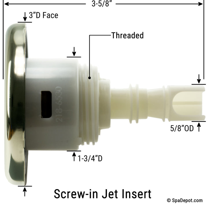 Waterway 3" Mini Storm Massage Screw-in Jet Insert - Stainless