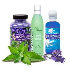 Aromatherapy collection with herbs, spa salts and liquid scents