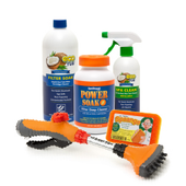 Cleaners and tools bottles of filter and spa cleaner 