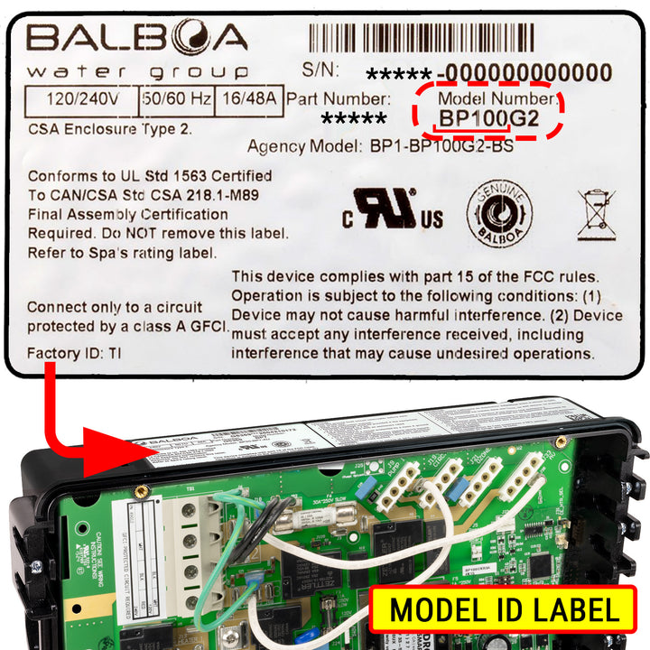 Balboa BP100 Model Label