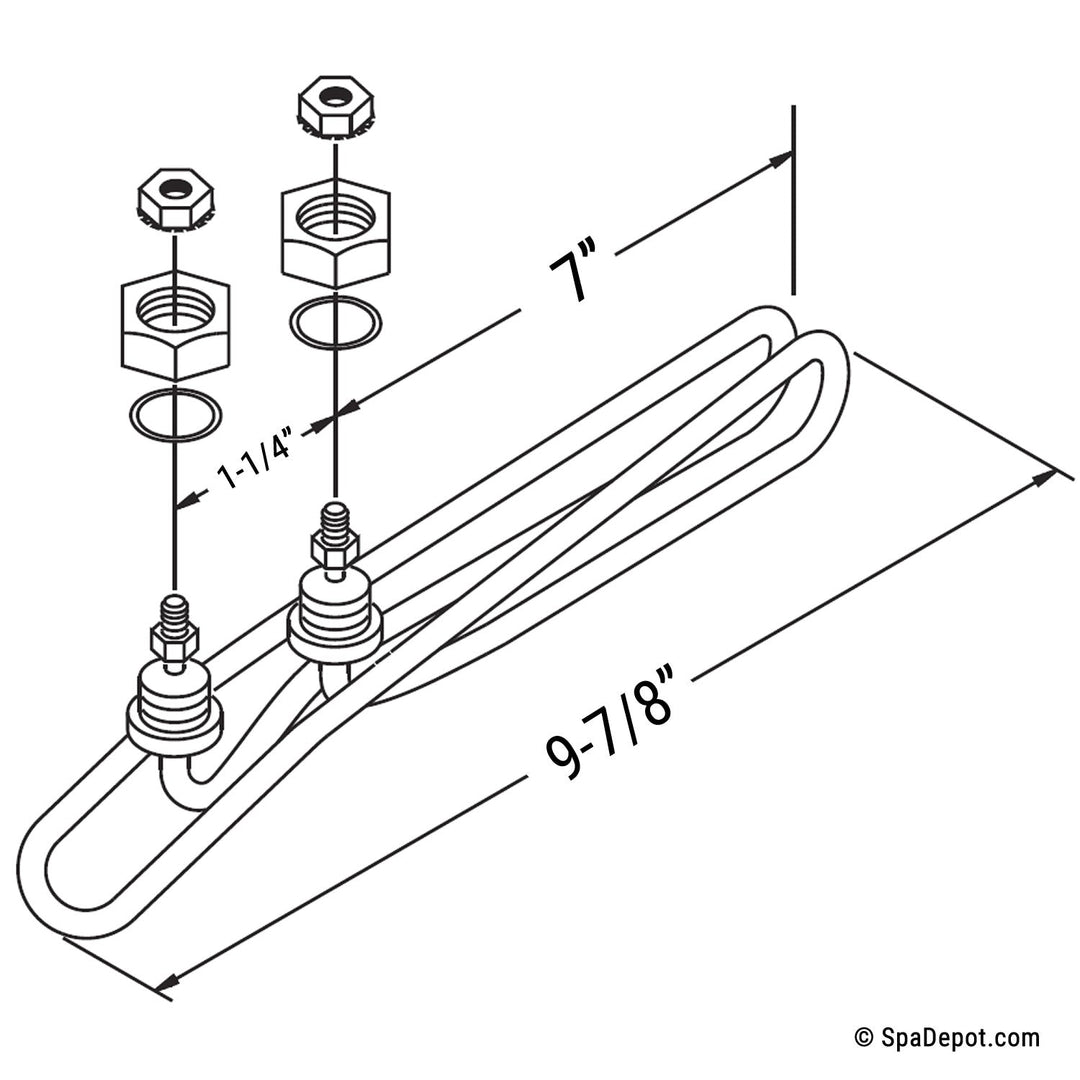 Flow-Thru Universal Spa Heater Element - Titanium or Incoloy