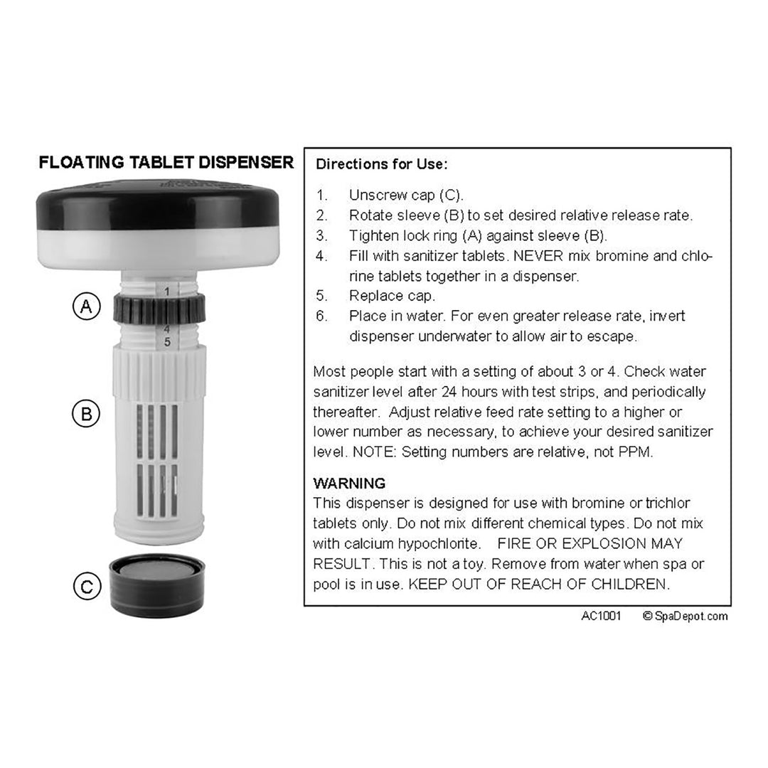 Floating Bromine Tablet Dispenser-Feeder instructions
