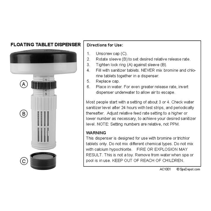Floating Bromine Tablet Dispenser-Feeder instructions