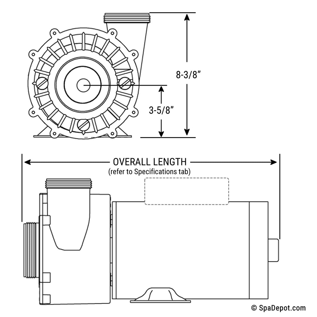 1.5 HP Waterway Executive Spa Pump: 2" in/out 48Fr-120V