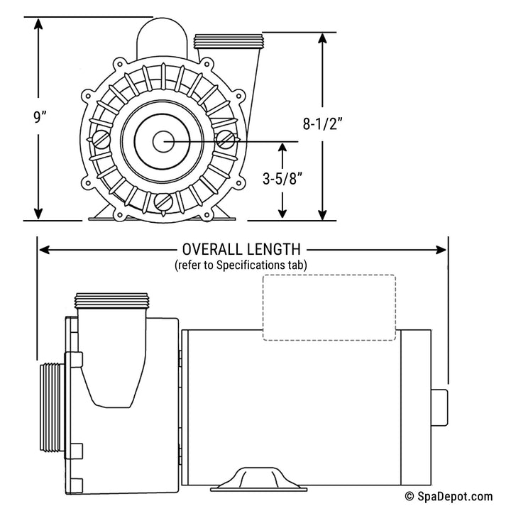 5 HP Waterway Executive Spa Pump: 2" in/out 56Fr-240V