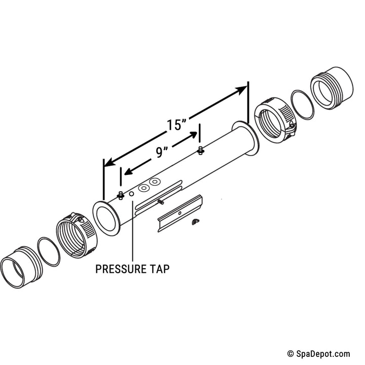 Heater Manifold Flow Thru 2" x 15" (No element)