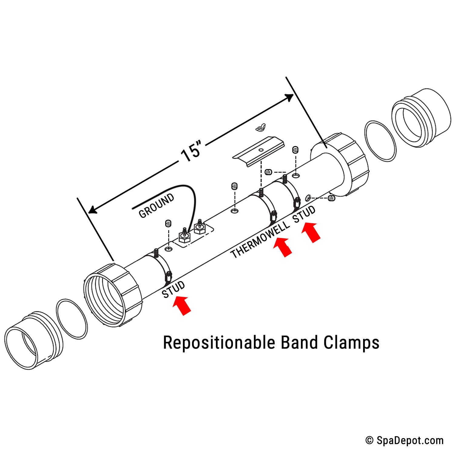 Universal Spa Heater 15" x 2" by VersaTherm