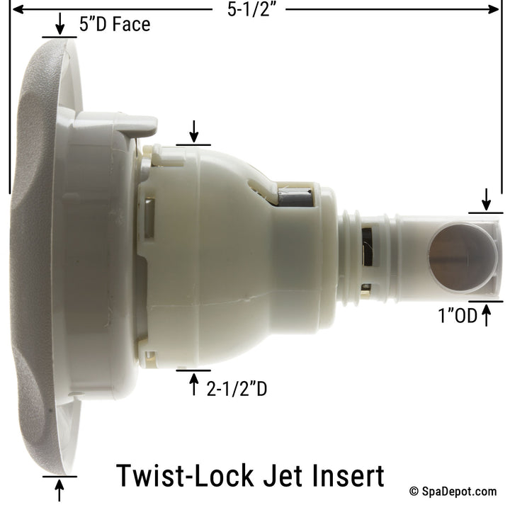 Waterway 5" Power Storm Directional Twist-Lock Spa Jet Insert - Sterling Gray