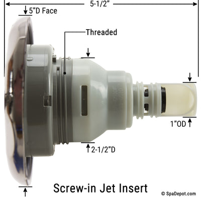 Waterway 5" Power Storm Directional Screw-in Jet Insert - Stainless