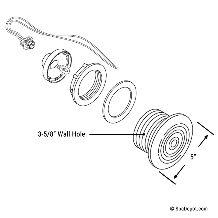 Spa Light Assembly Kit 12V Jumbo 5" Face
