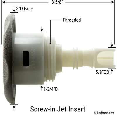 Waterway 3" Mini Storm Directional Screw-in Jet Insert - Gray