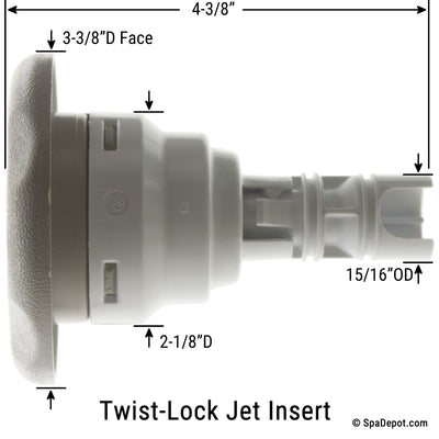 Waterway 3-3/8" Poly Storm Directional Twist-Lock Jet Insert - Sterling Gray