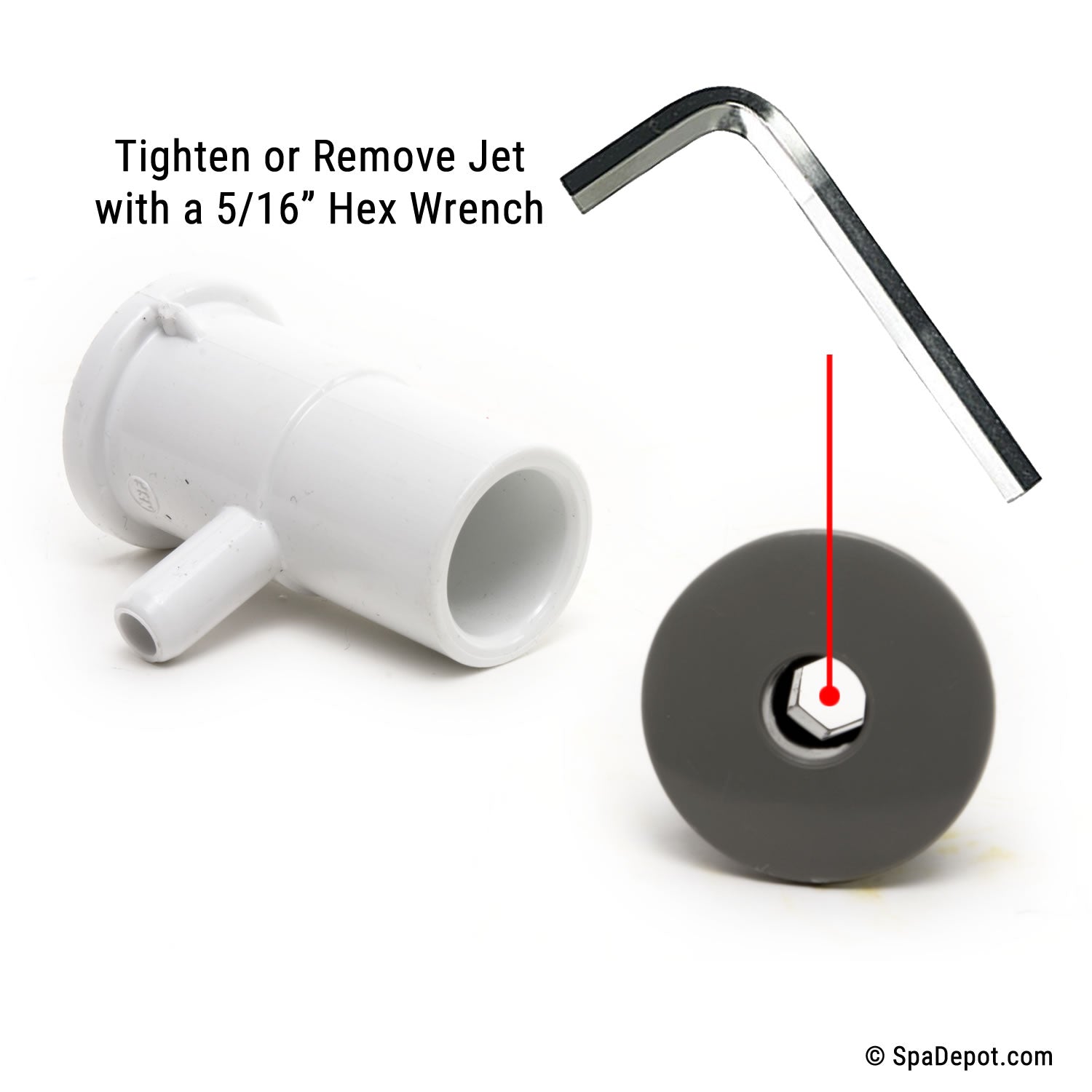 Complete Hot Tub Ozone Jet Assembly - 1/2