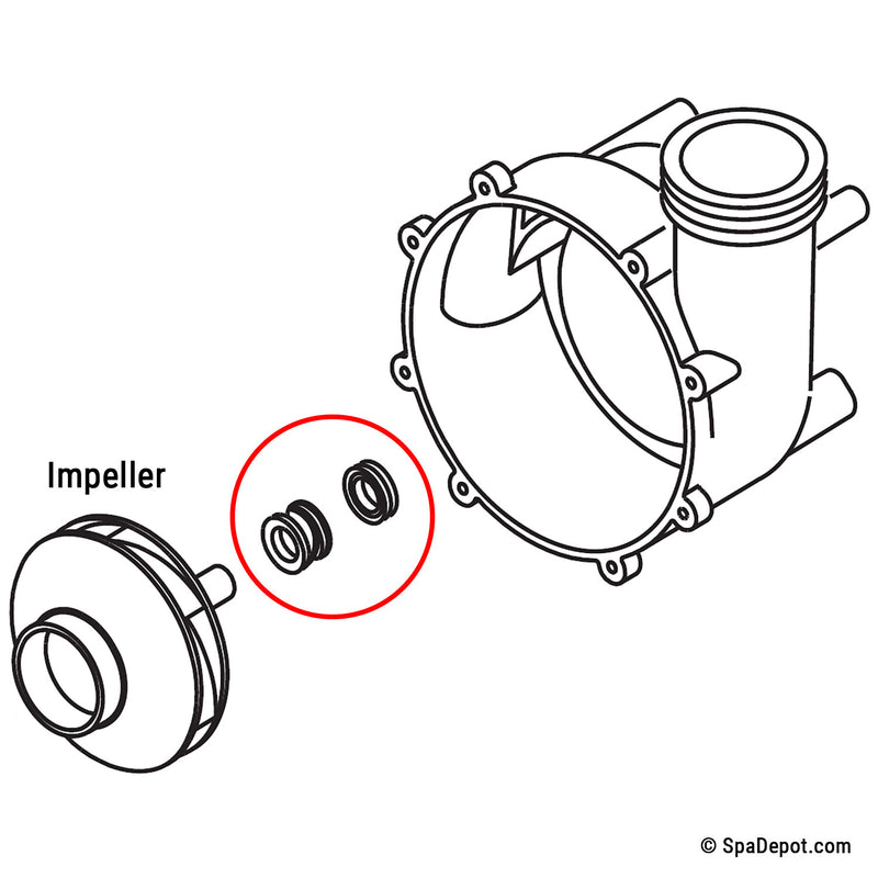 Impeller, seal, & volute of pump