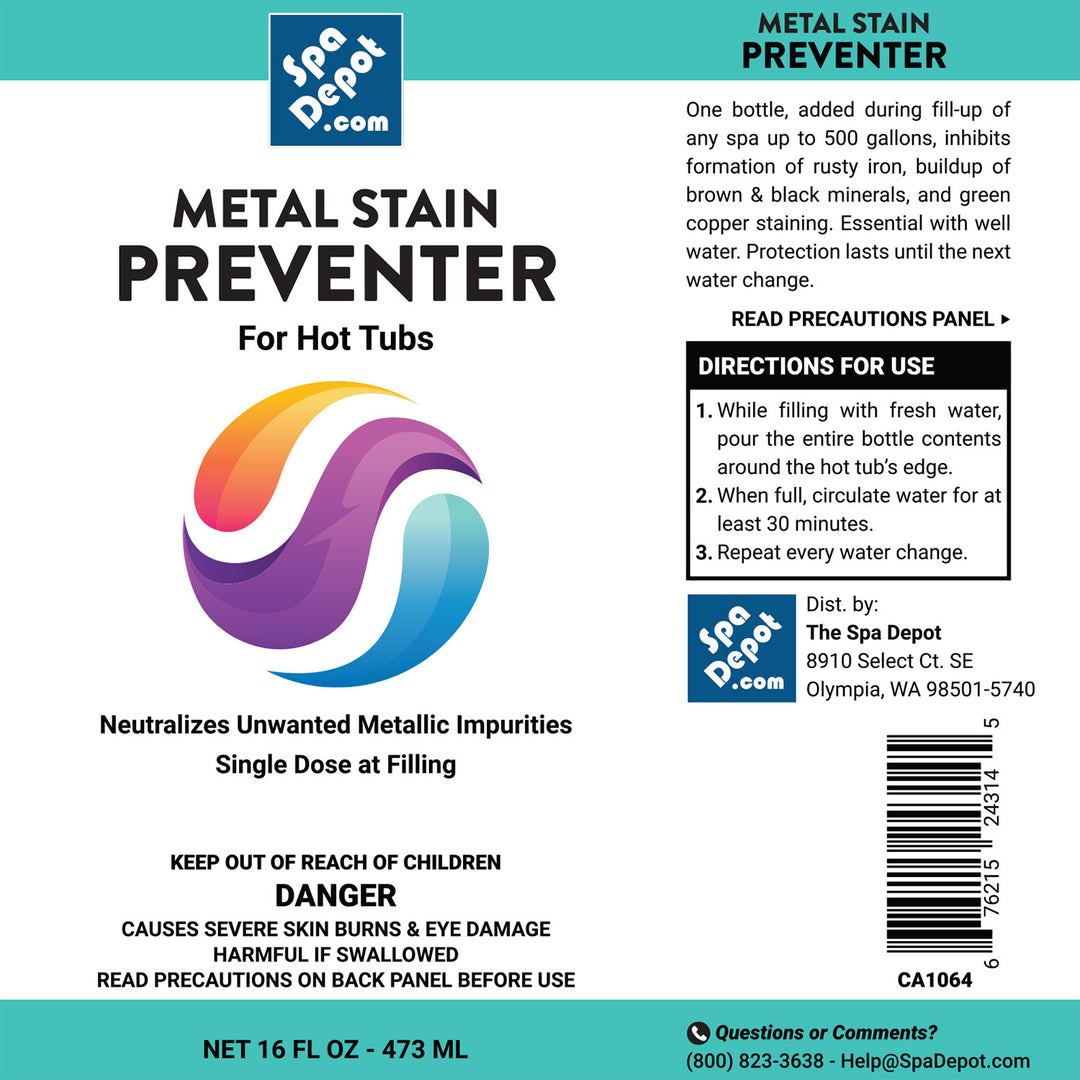 Metal Stain Preventer - Metal Free for Spas