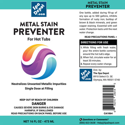 Metal Stain Preventer - Metal Free for Spas