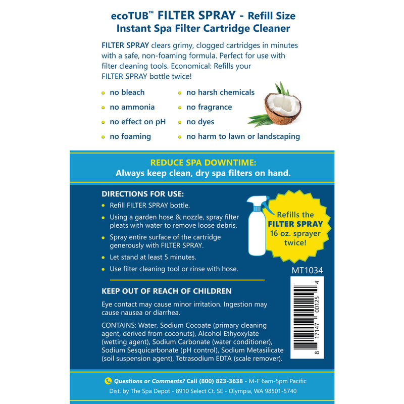 eco-TUB Filter Spray Refill 32 oz.