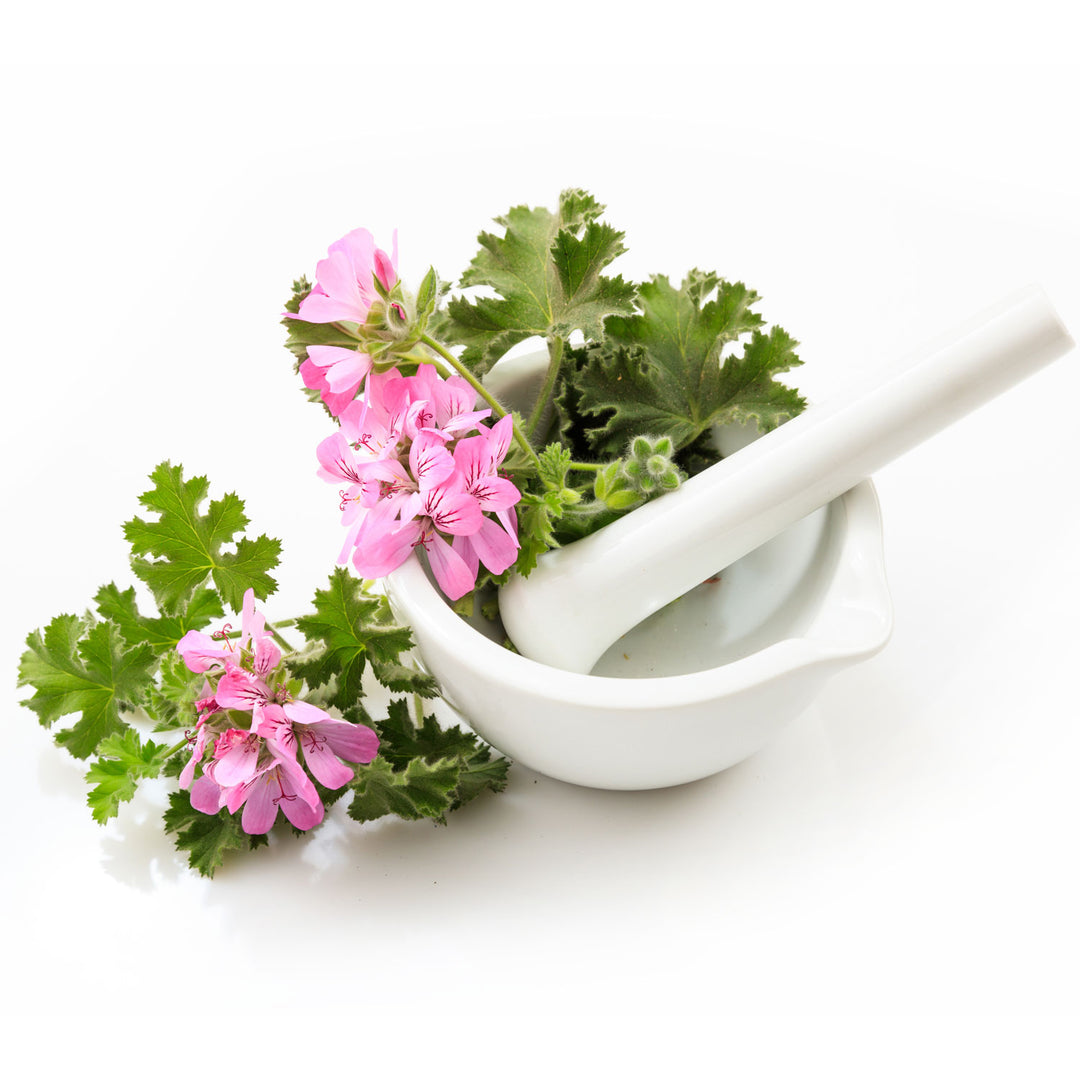 Citronella in mortar and pestle 