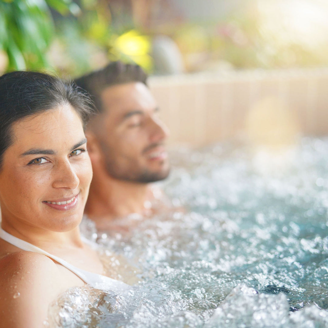 Couple enjoying hot tub