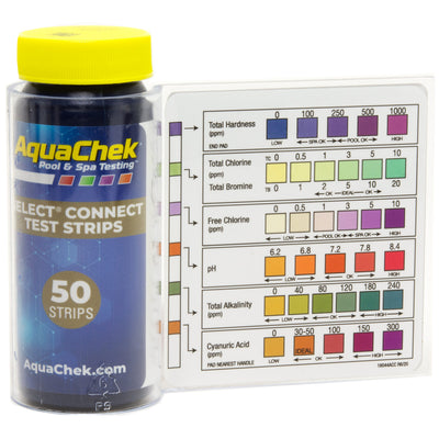 AquaChek Select Connect 7-in-1 Test Strips testing color chart